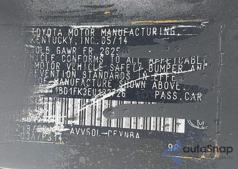 2014 Toyota Camry Hybrid Le from USA, damaged, VIN 4T1BD1FK3EU132726